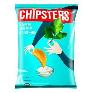 Чіпси зі смаком сметани і зелені Chipster's, 100 г