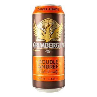 Пиво спеціальне темне Rich&Malty Double Ambree з/б Grimbergen, 0.5 л