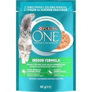 Корм для котів з тунцем та зеленою квасолею в соусі Purina One, 85 г