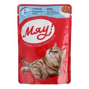 Корм для котів з рибою у ніжному соусі Мяу, 85 г