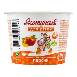 Паста сиркова 3.9% для дітей персик Яготинське, 90 г