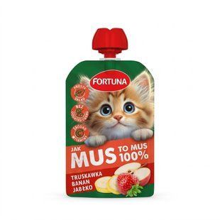 Мус фруктовий натуральний 100% Полуниця - Банан - Яблуко Fortuna, д/п 100 г