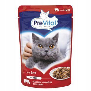 Корм для котів желе яловичина PreVital,100 г